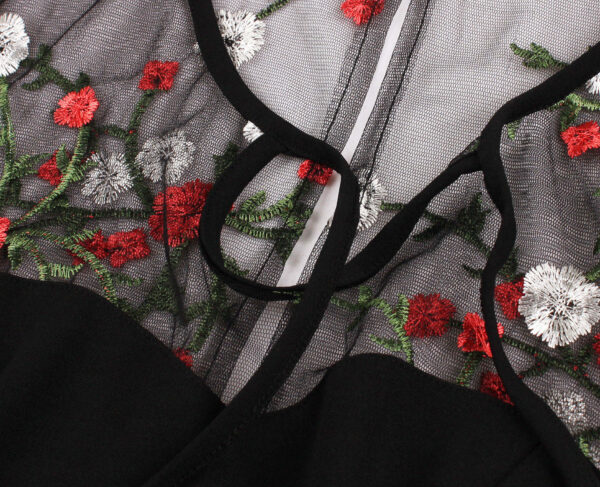 Midnight Blooms Dress front keyhole tie up detail